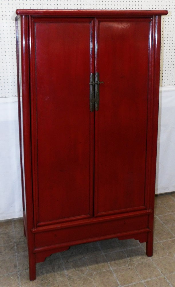 Chinese Red Lacquered Two Door Cabinet (1 of 7)