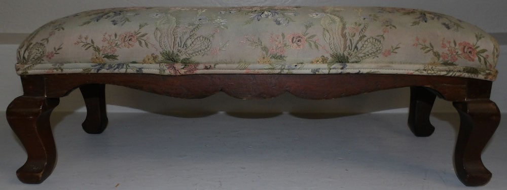 Antique Walnut & Upholstered Top Foot Stool (1 of 4)