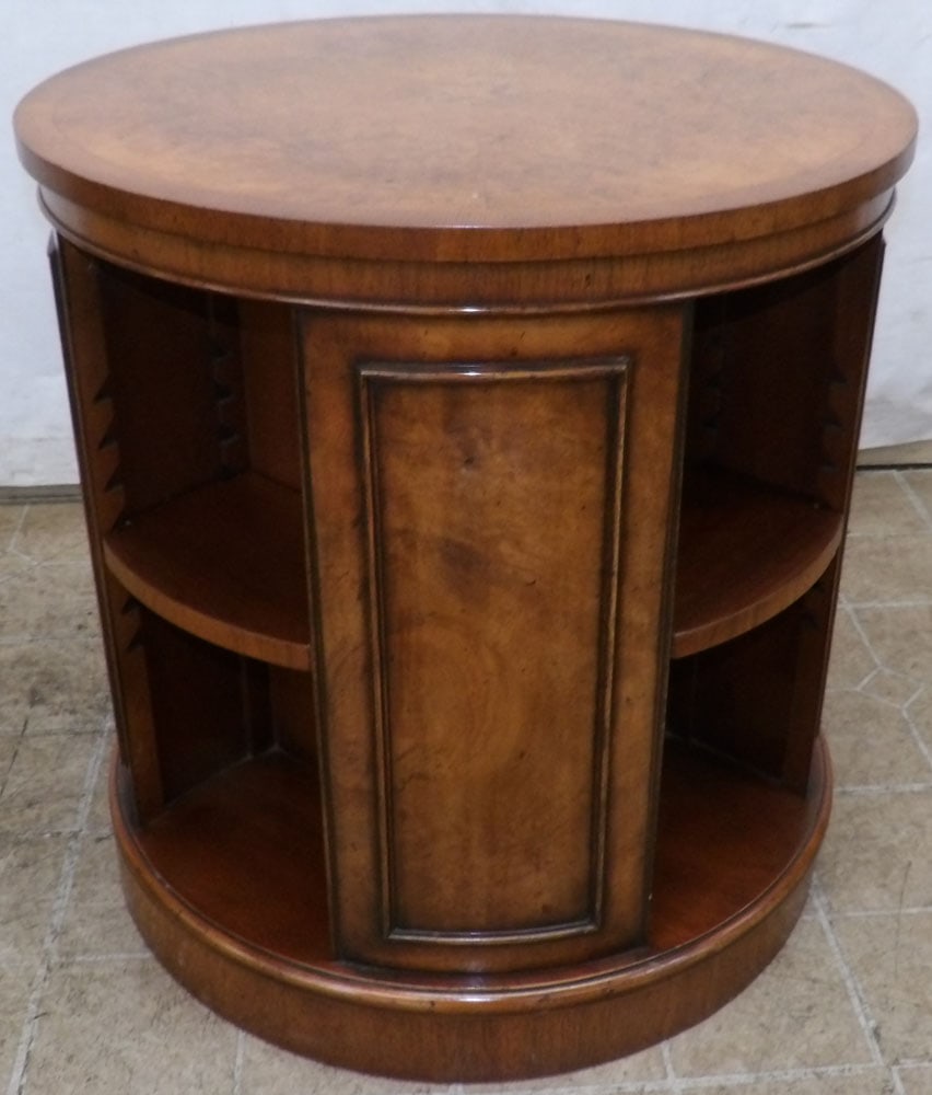 Burled Walnut Banded Top Revolving Book Stand: Burled Walnut Banded Top Revolving Book Stand . 23 1/4" Dia. 24 1/4" H
