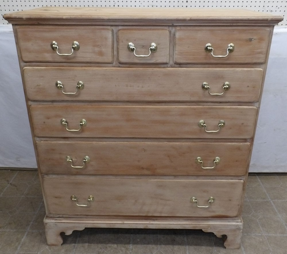19th Century Bleached Pine Three Over Four Drawer Chest (1 of 5)