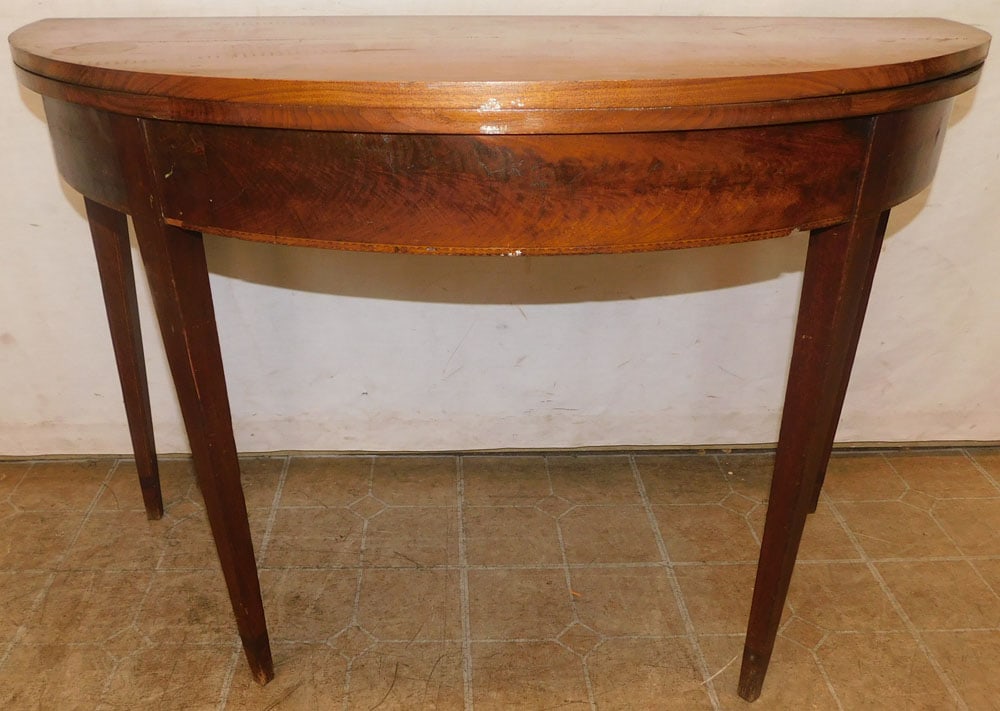 19th Century American Mahogany Fold Over Top Demi-Lune Table (1 of 4)