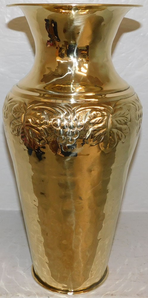 polished brass vase with grape and cable embossing (1 of 2)
