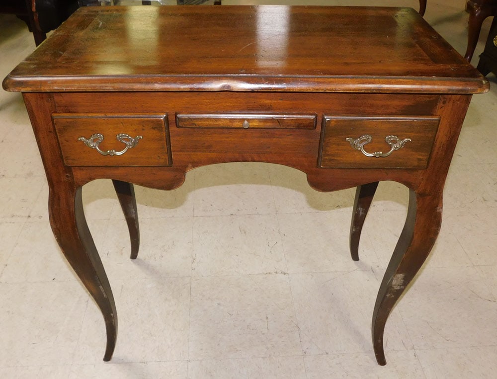 walnut dressing table with pull out slide and two drawers: walnut dressing table with pull out slide and two drawers . 31 3/4" W 18" D 31 1/4" H