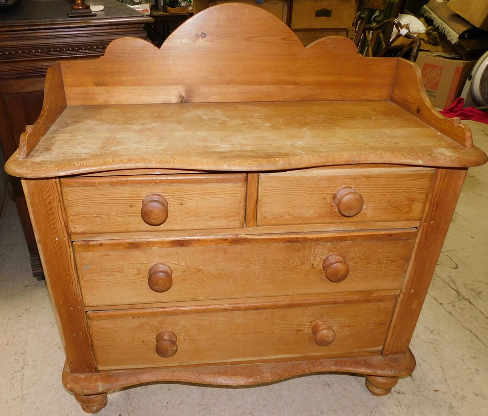 antique scrub pine two over two drawer wash stand (1 of 4)