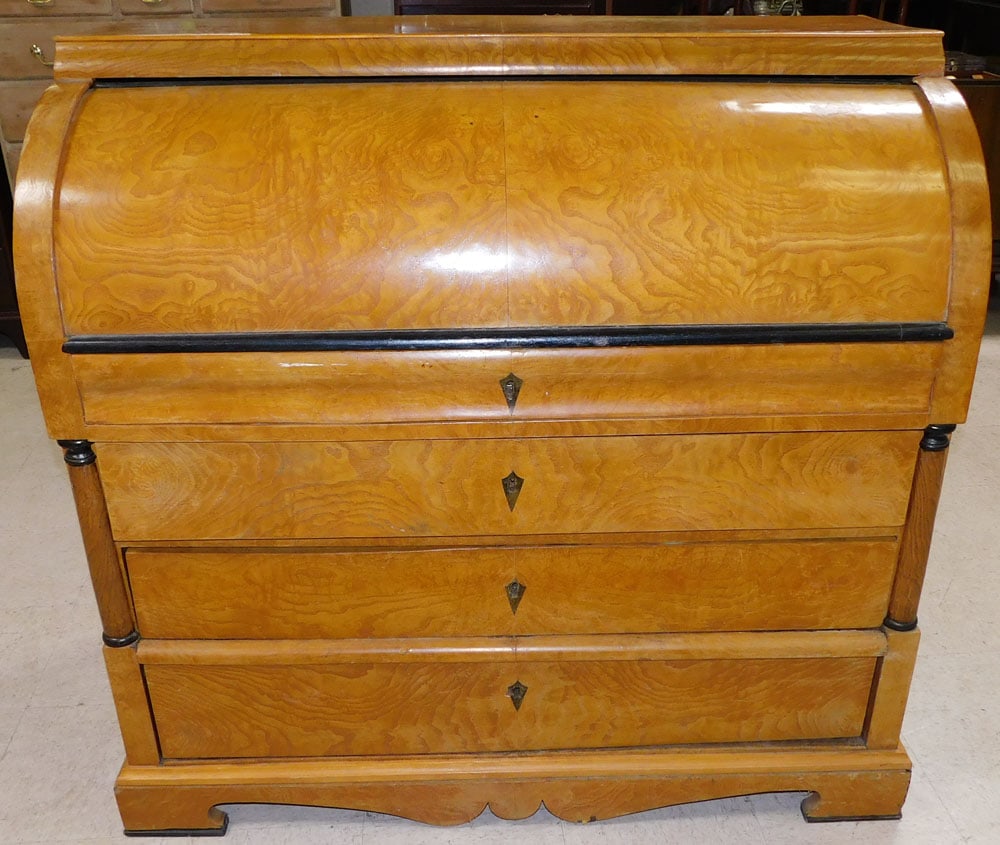antique elm wood cylinder top desk (1 of 7)
