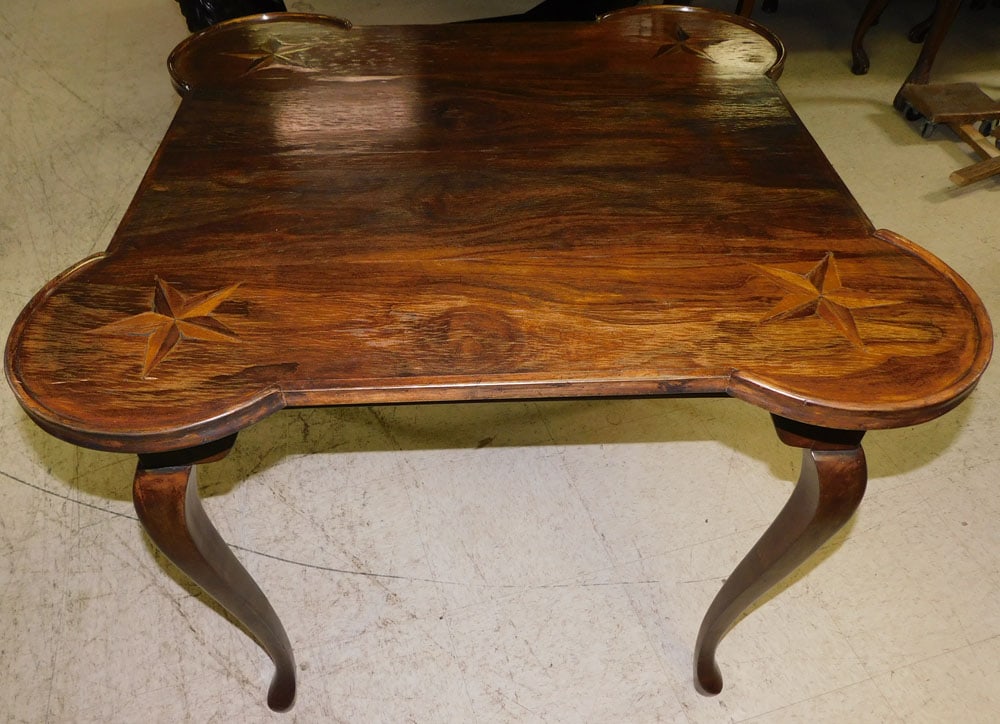 walnut inlaid Italian game table (1 of 5)