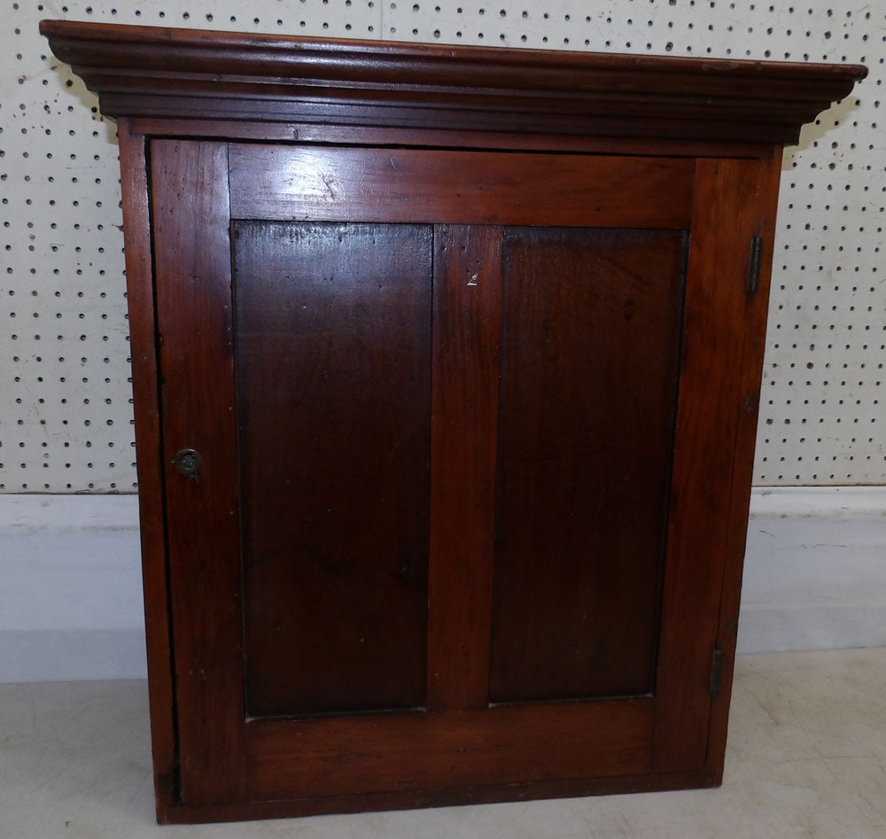 19th century cherry hanging wall cabinet with fitted interior (1 of 3)