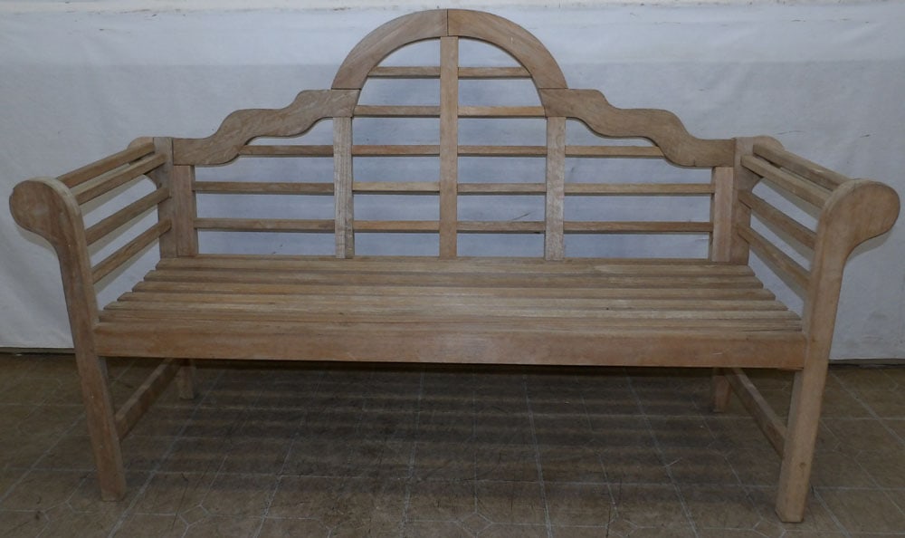 Chippendale bleached teak wood bench (1 of 4)