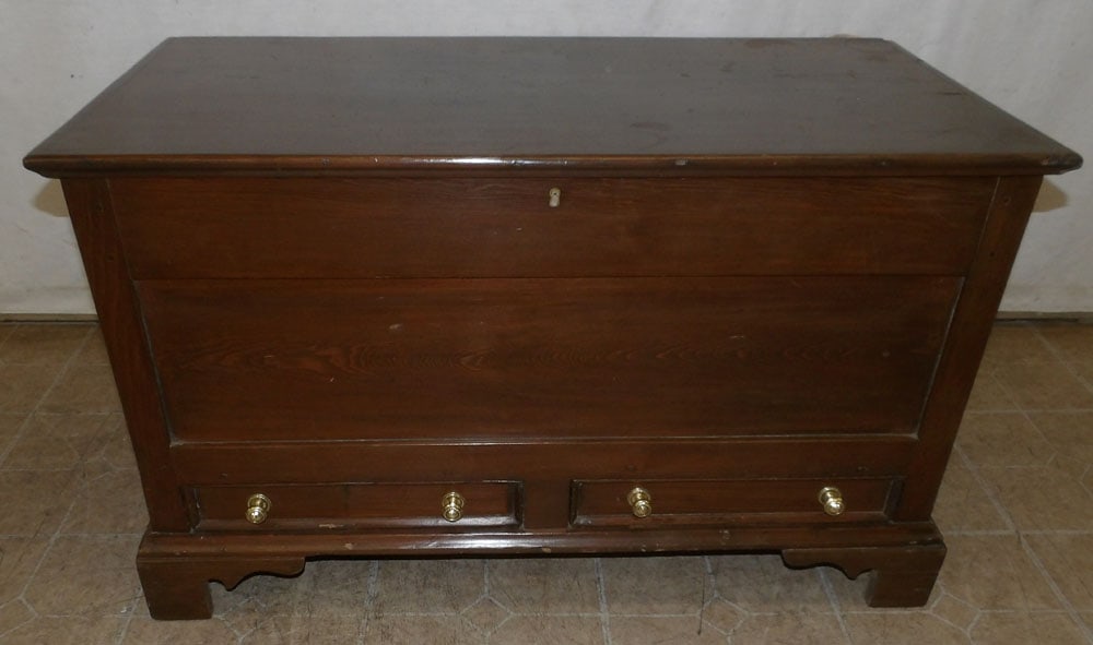 antique pine blanket chest with two drawers on base (1 of 7)