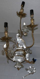 vintage French Maison bagues style parrot bird glass sconce: vintage French Maison bagues style parrot bird glass sconce. 22 1/2" H