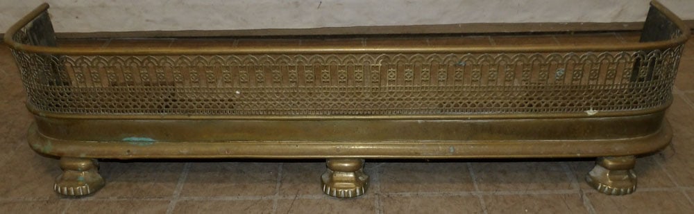 Antique Brass Open Work Fireplace Fender (1 of 4)