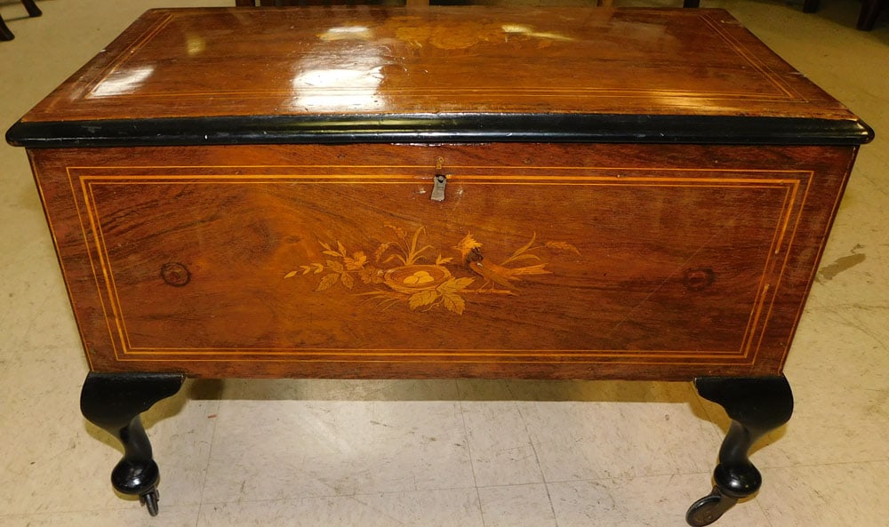 antique rosewood inlaid box (1 of 6)