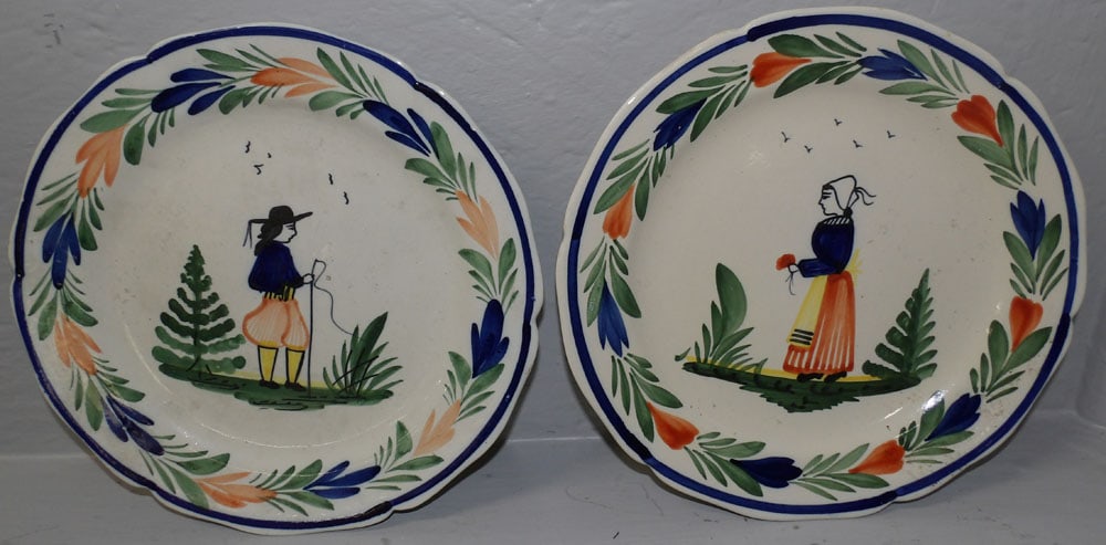 2 Quimper plates: 2 Quimper plates. 10" Dia.