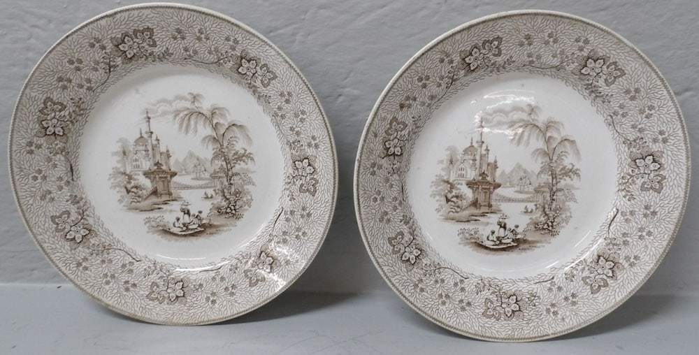 pair antique English transfer plates (1 of 4)
