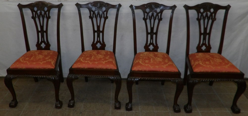 set of four carved mahogany dining chairs with ball and claw feet (1 of 5)