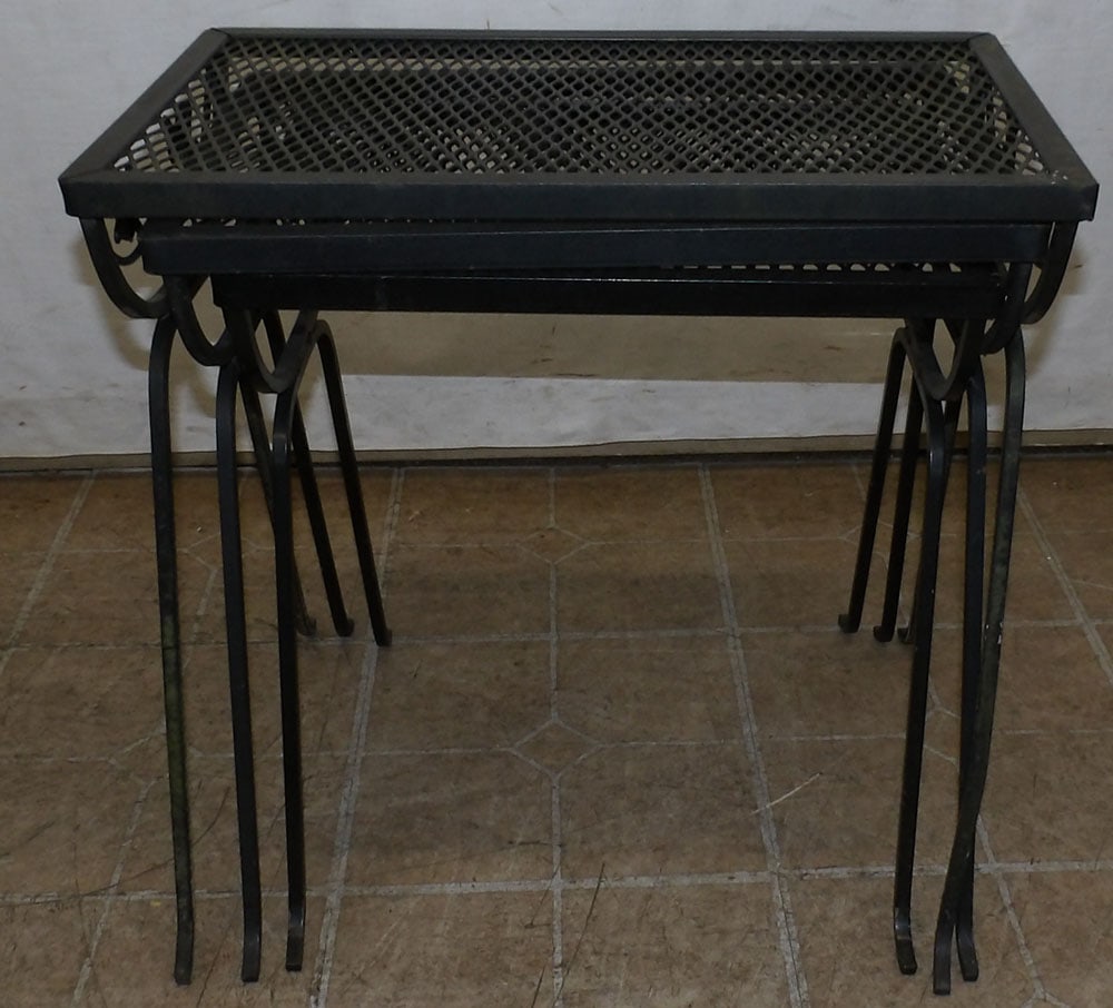 Three nesting painted wrought iron tables (1 of 4)