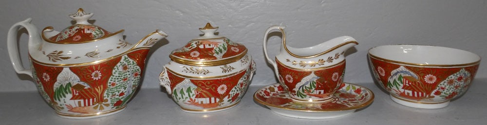 6 piece antique English porcelain tea set (1 of 5)