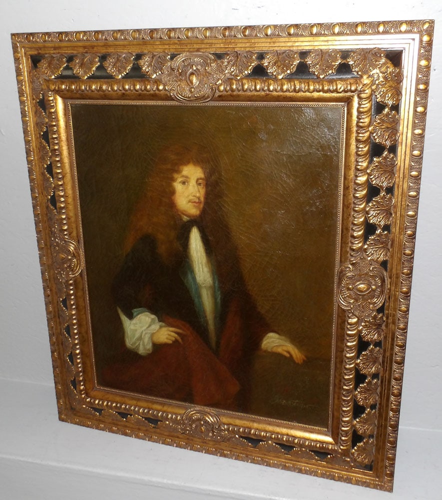 antique frame oil on canvas portrait of 19th century gentlemen signed by artist (1 of 7)