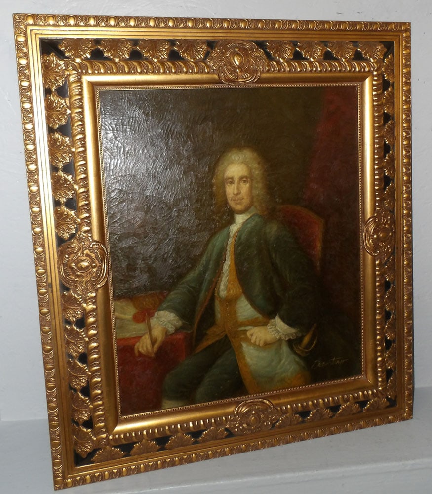 antique frame oil on canvas portrait of 19th century gentlemen signed by artist (1 of 8)