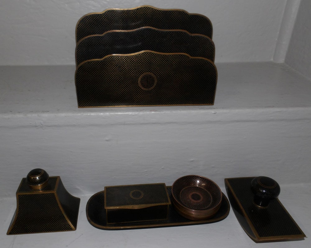 10 piece cloisonne desk set (1 of 6)