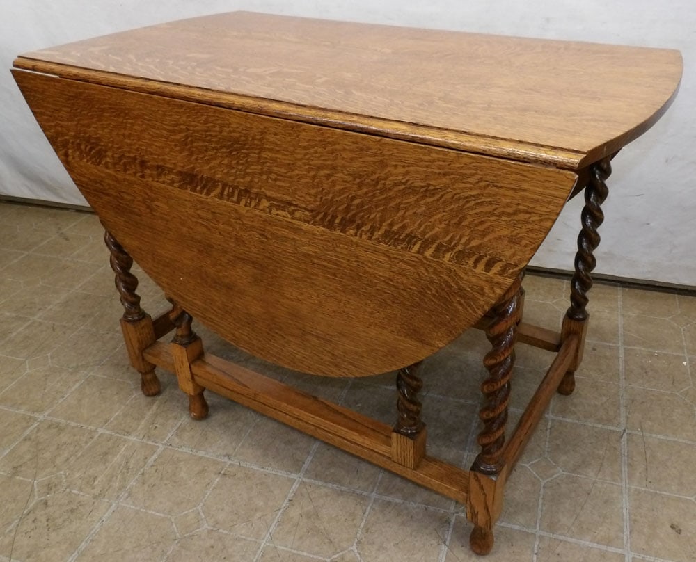 antique oak barley twist gate leg table (1 of 6)