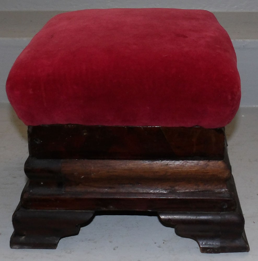 19th century empire mahogany ottoman: 19th century empire mahogany ottoman. 12 1/2" Dia. 10 1/2" H