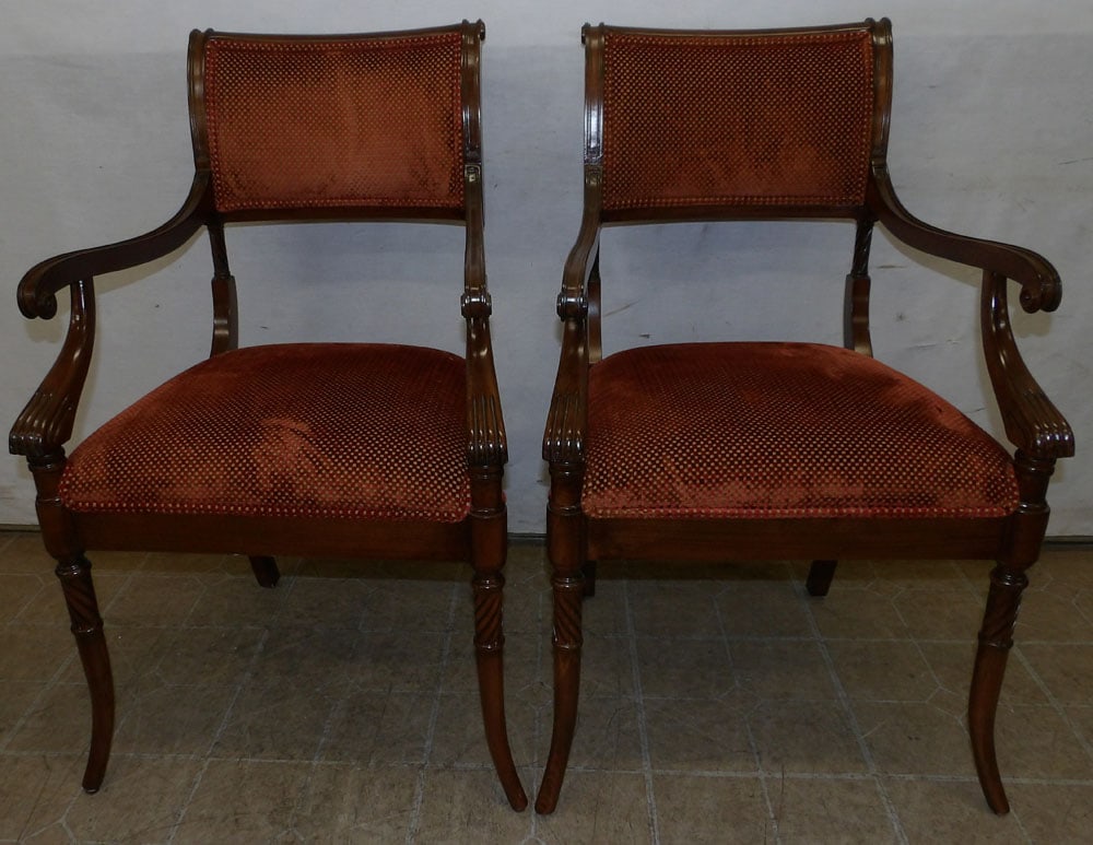 pair walnut regency style arm chairs (1 of 4)