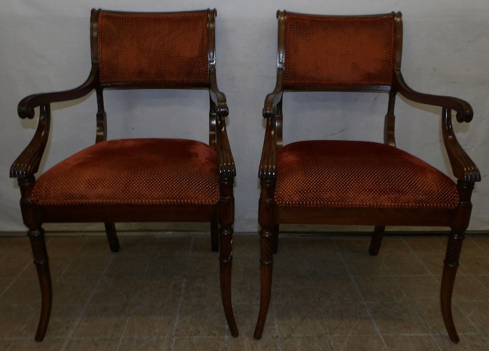 pair walnut regency style arm chairs (1 of 7)