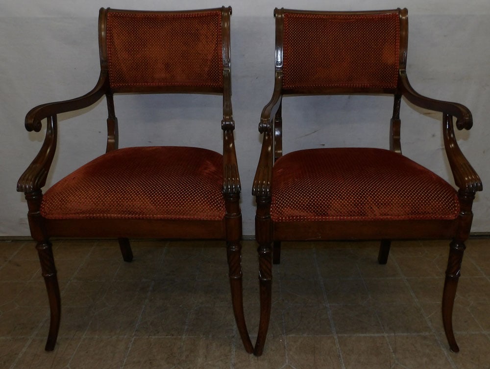 pair walnut regency style arm chairs (1 of 4)