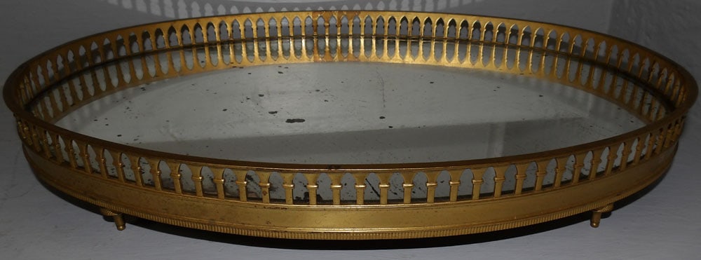 antique gilded bronze and mirror gallery tray (1 of 3)