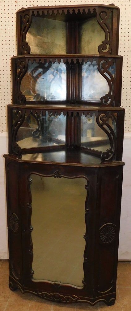 antique Victorian mirror back corner cabinet (1 of 5)