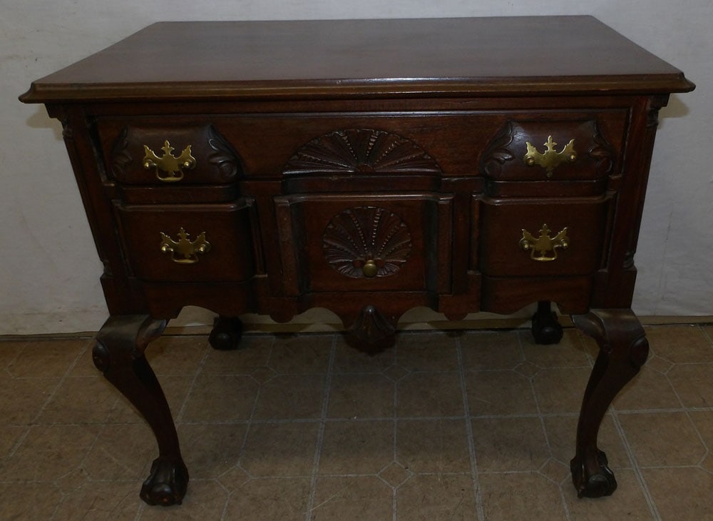antique carved mahogany low boy with ball and claw feet (1 of 6)