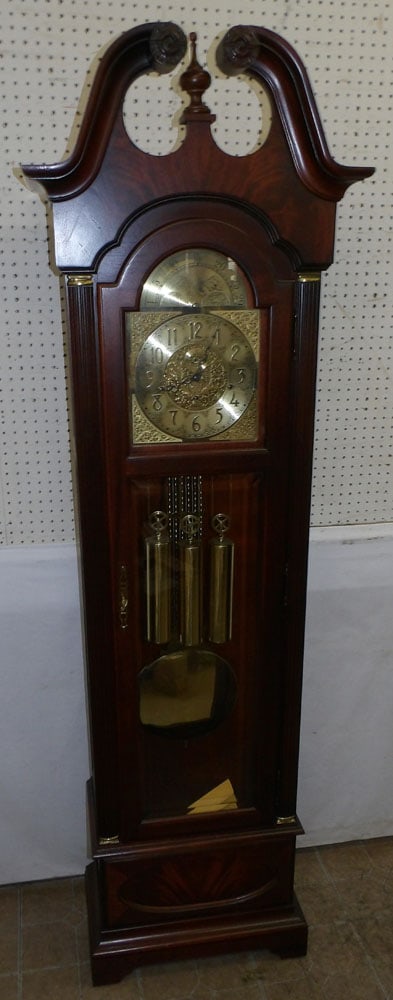 mahogany grandfather clock by Howard miller: mahogany grandfather clock by Howard miller . 84 1/4" H