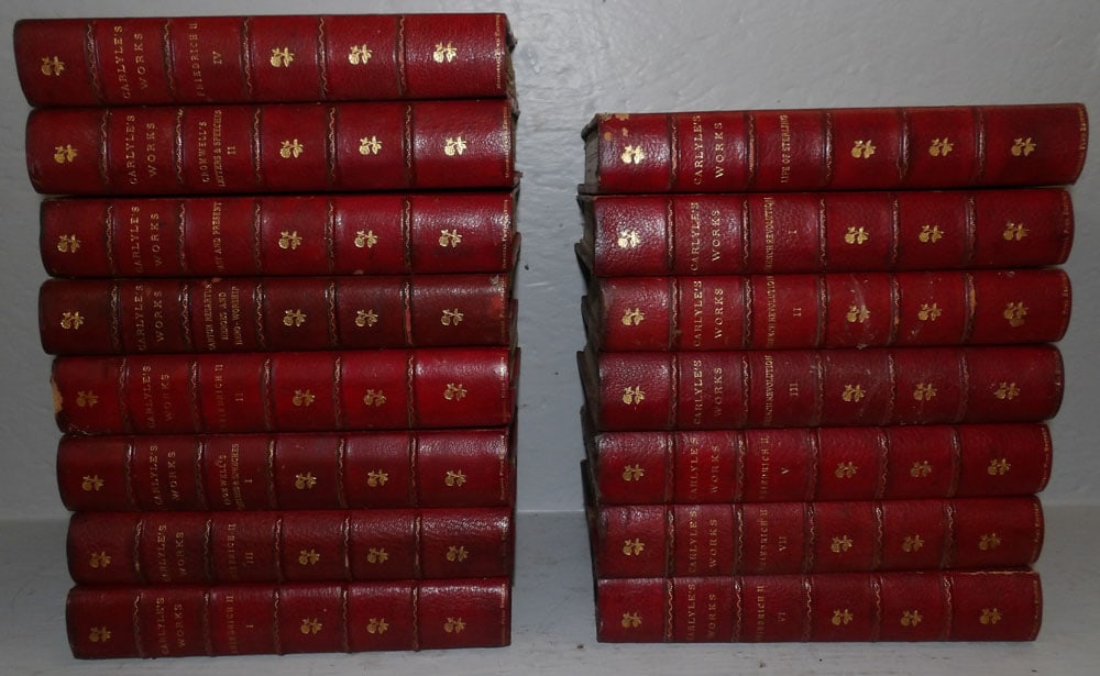 15 leather bound volumes of Carlyle's works by dana Estes & company (1 of 5)