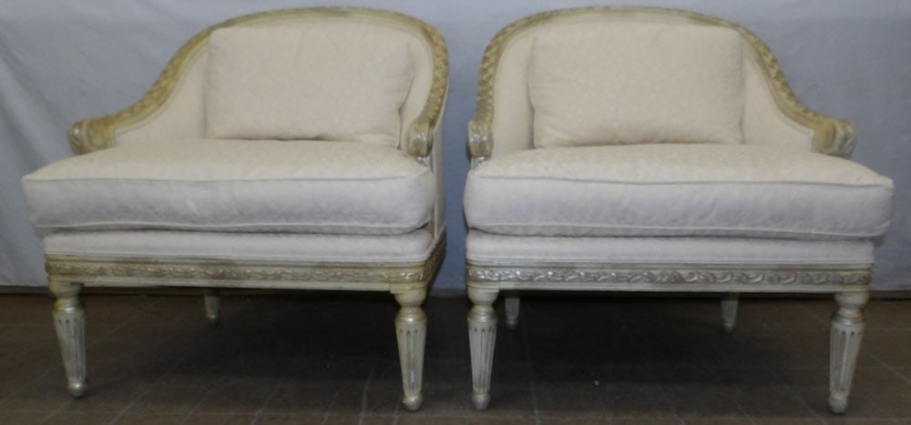 pair painted wood and upholstery oversized arm chairs by van guard furniture (1 of 8)