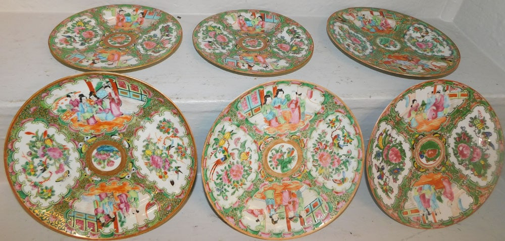 Six Antique Rose Medallion Plates (1 of 3)