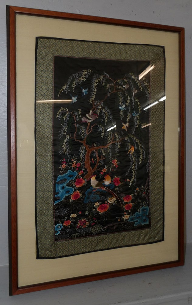 Framed Oriental Silk Embroidery (1 of 4)