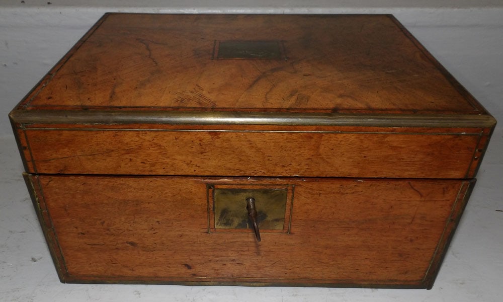 19th Century Walnut & Brass Bound Lap Desk (1 of 5)