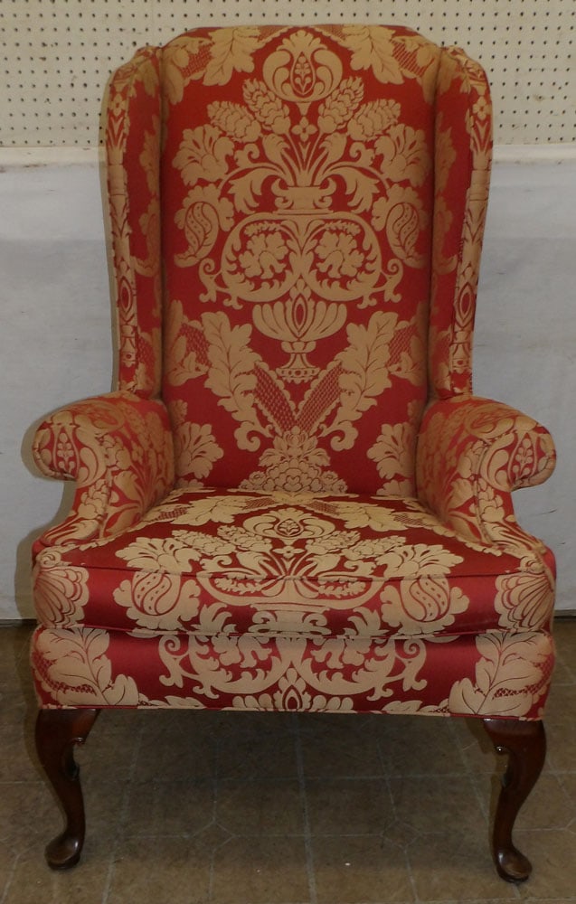 Mahogany Queen Anne Style High Wing Back Arm Chair (1 of 4)