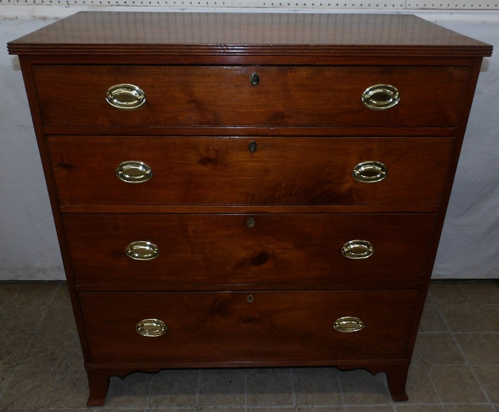 19th Century Walnut Four Drawer Chest (1 of 8)