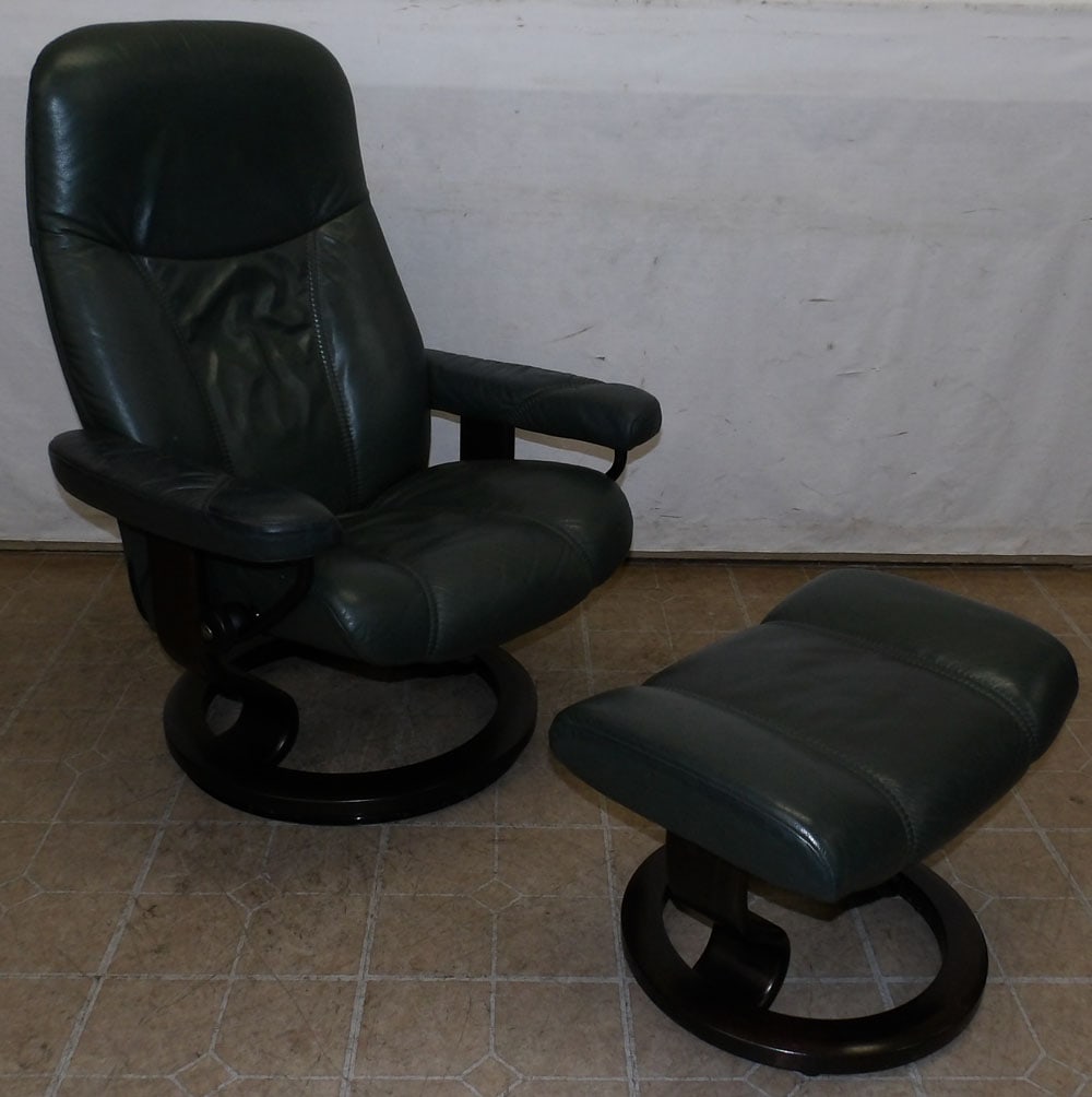 Modern Leather Upholstered Stressless Chair & Ottoman (1 of 5)