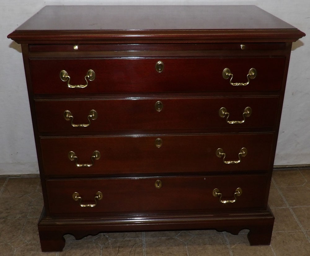 Mahogany Four Drawer Bed Side Chest with Pull Out Slide by Link Taylor (1 of 9)