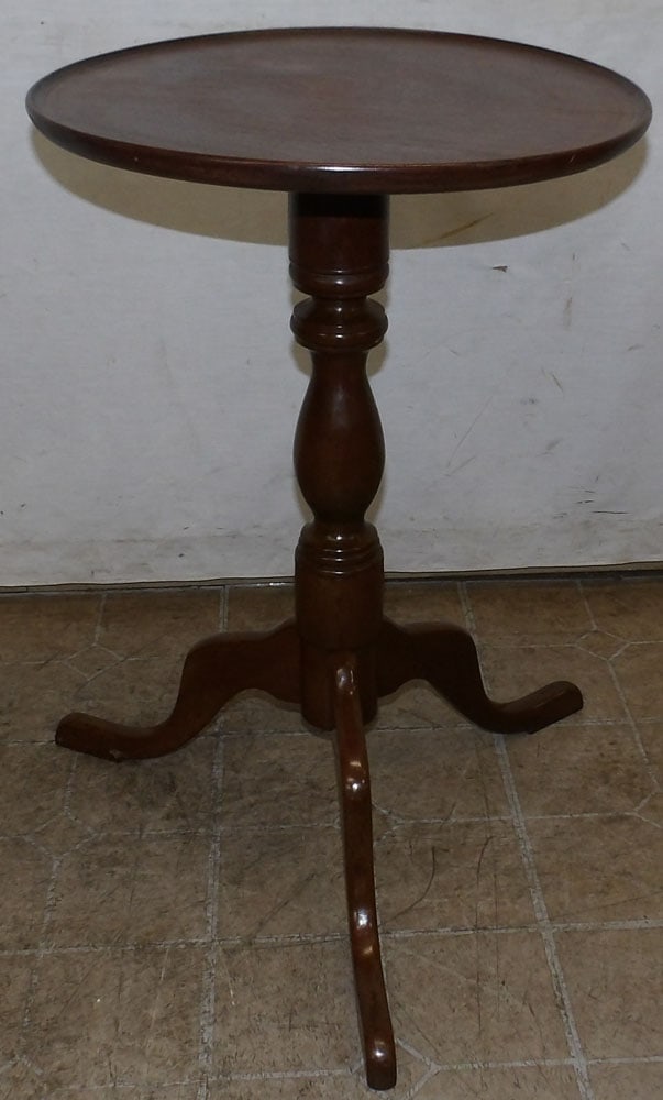 Antique Mahogany Dish Top Candle Stand: Antique Mahogany Dish Top Candle Stand . 18 1/2" Dia. 28 1/4" H