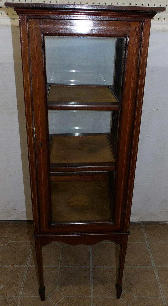 Mahogany Inlaid Edwardian Vitrine Cabinet (1 of 11)