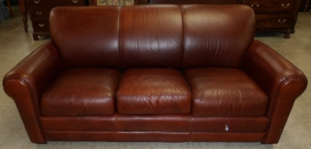 Leather Upholstered Sofa by Leather Trend: Leather Upholstered Sofa by Leather Trend. 85" L 42" D 36 1/4" H