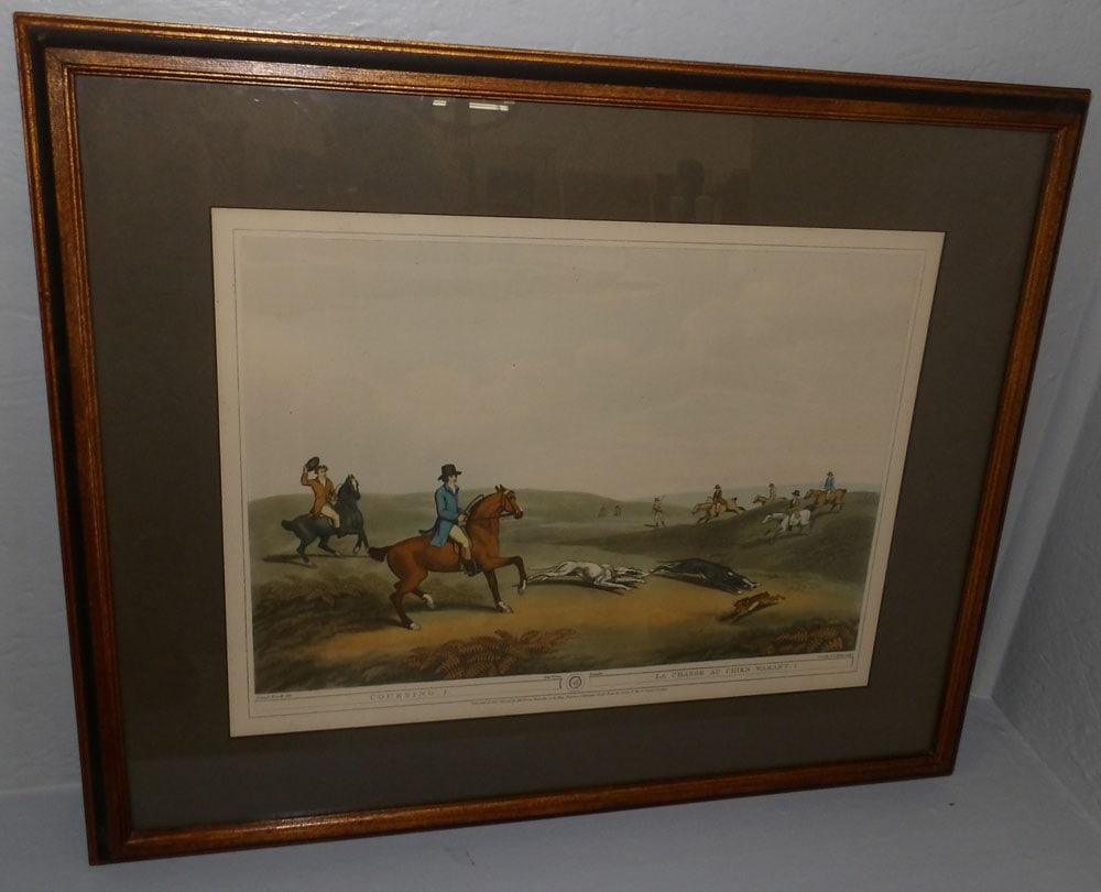 Framed Fox Hunt French Engraving (1 of 3)