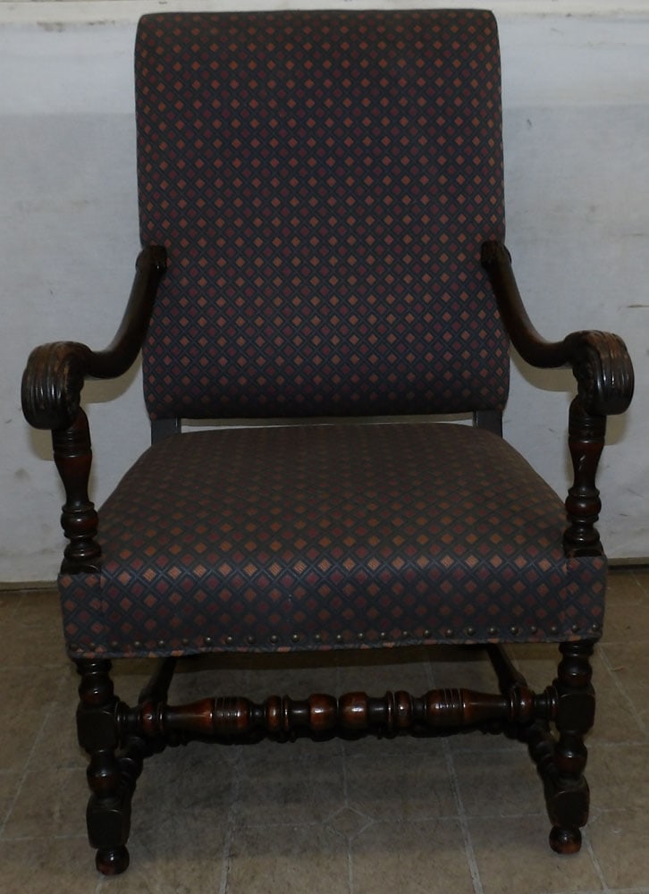 Antique Carved Walnut Library Chair (1 of 5)