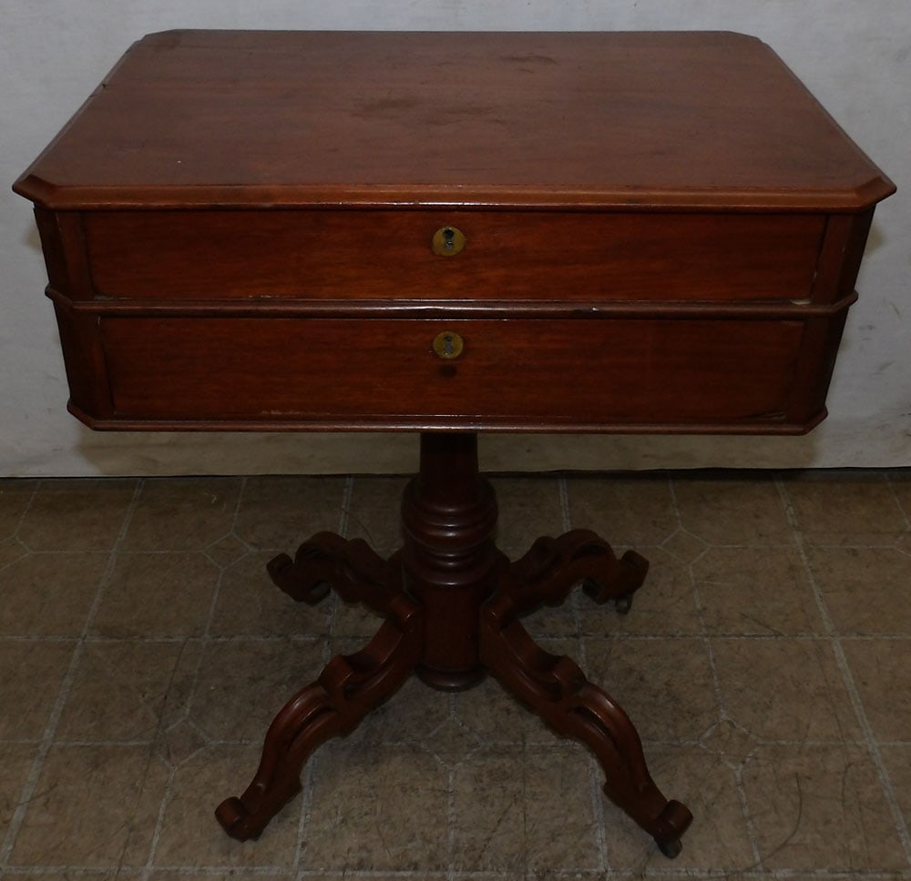 Antique Walnut Victorian Two Drawer Stand (1 of 6)