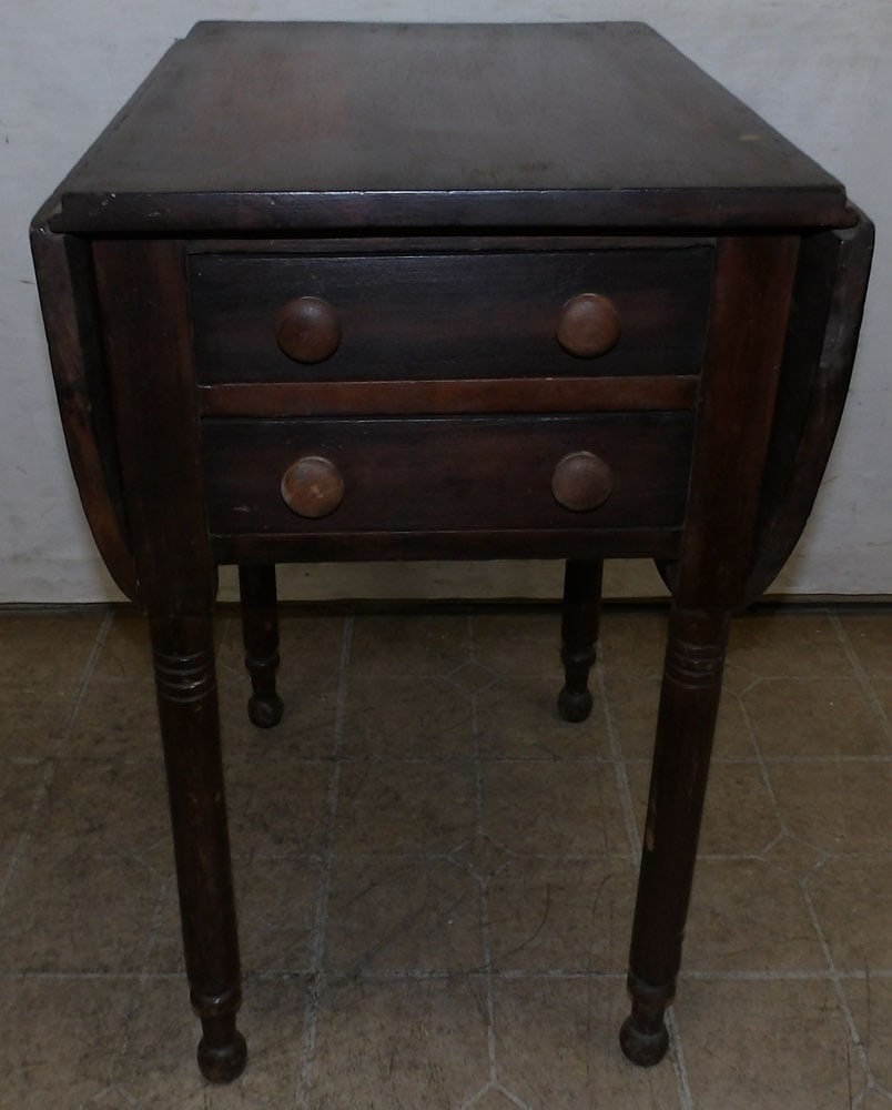 19th Century Cherry Sheraton Drop Leaf Stand with Two Drawers (1 of 5)