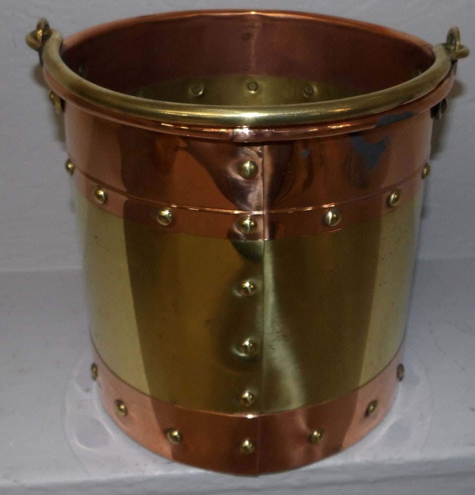Polished Brass & Copper Bound Bucket (1 of 2)